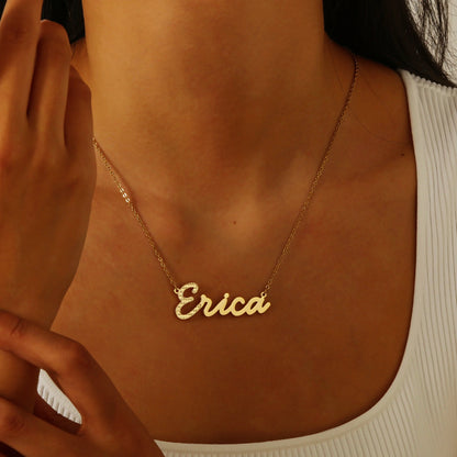 Textured Script Name Necklace