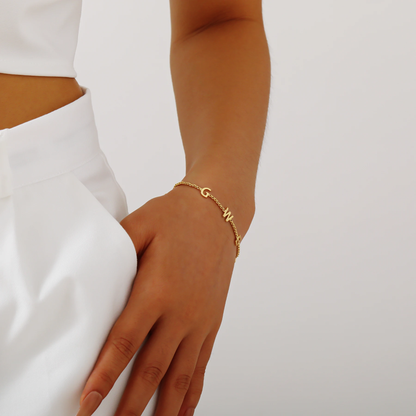 Classic Letter Bracelet with Pearl Accents