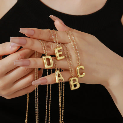 Chunky Bubble Letter Initial Necklace