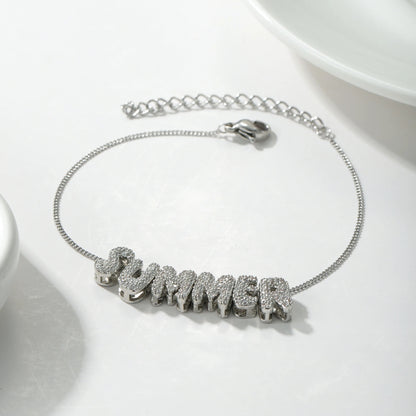 3D Bubble Letter Bracelet with Sparkling Accents