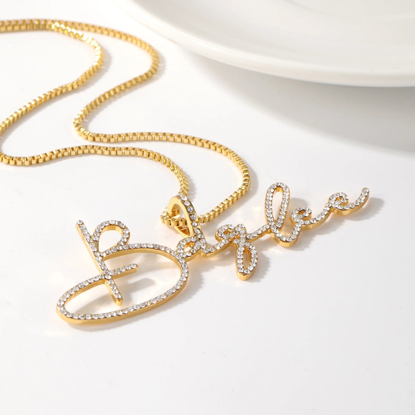 Signature Name Necklace with Cubic Zirconia Accents