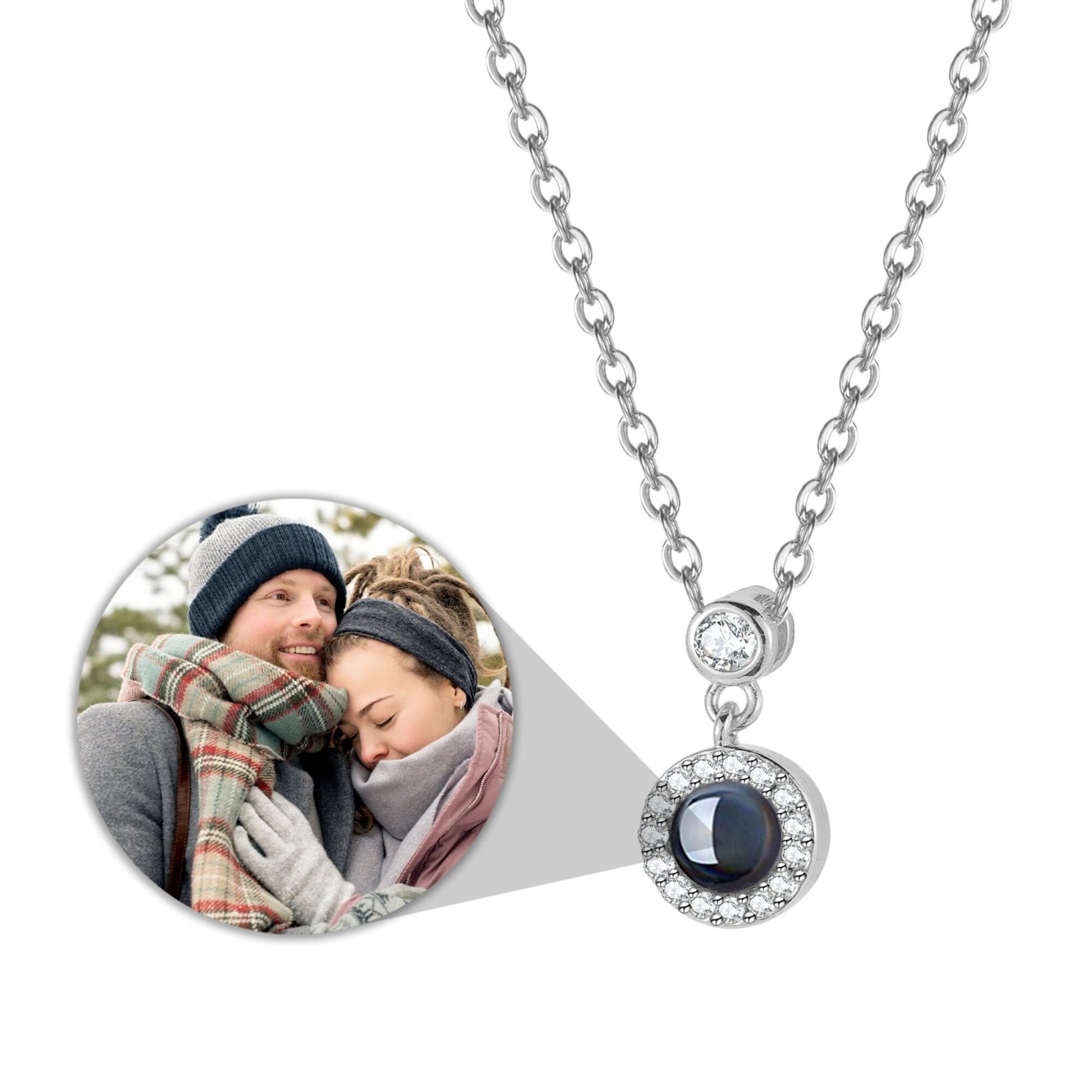 Photo Projection Necklace: Hidden Picture Pendant, Stainless Steel Keepsake