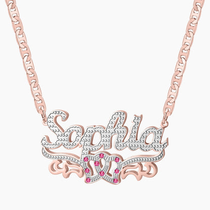 Double Plated Name Necklace: Custom Birthstone, Non Tarnish Jewelry