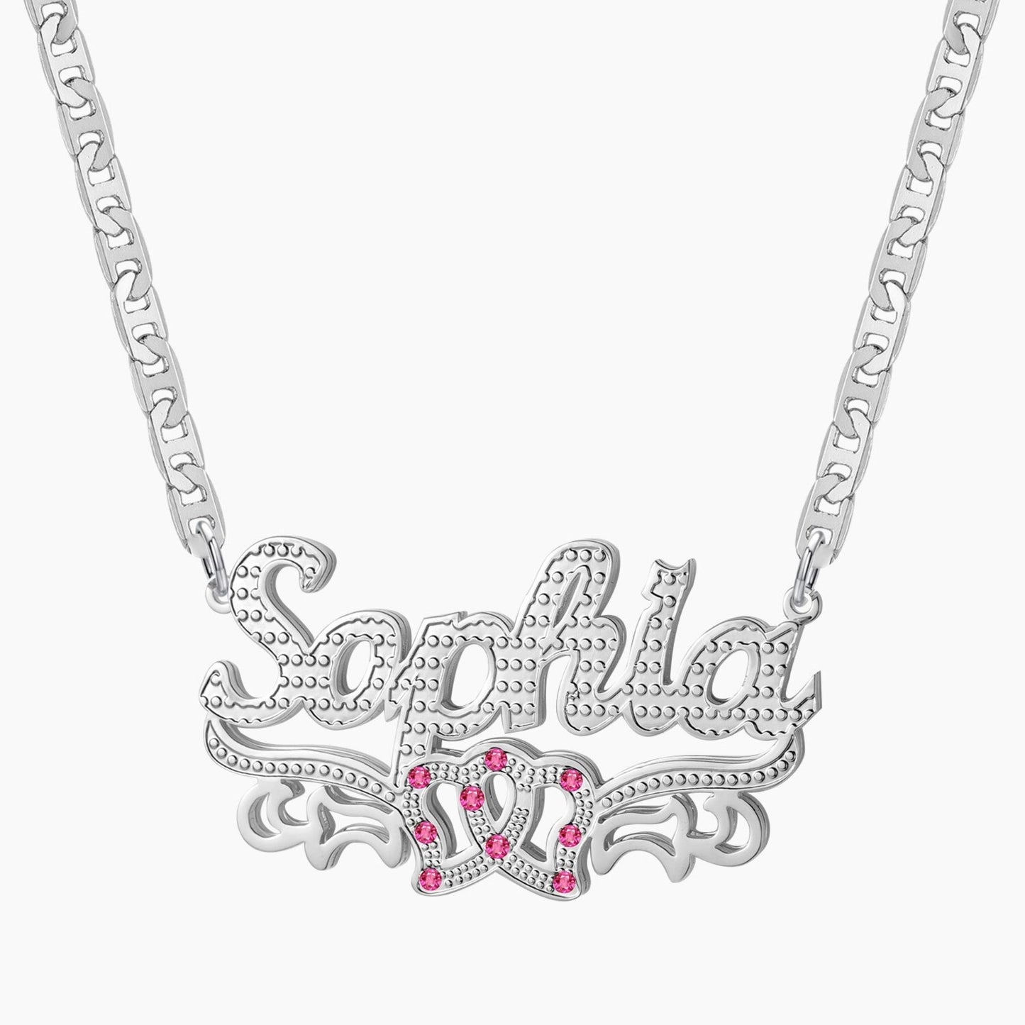 Double Plated Name Necklace: Custom Birthstone, Non Tarnish Jewelry