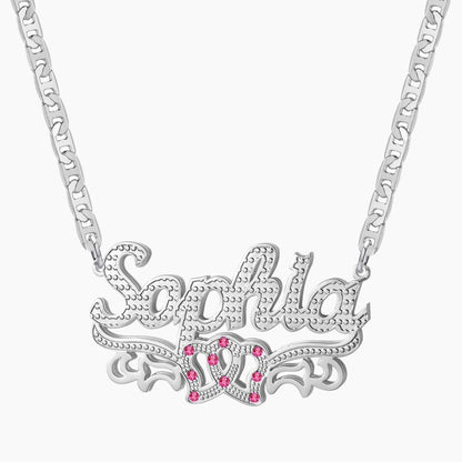 Double Plated Name Necklace: Custom Birthstone, Non Tarnish Jewelry