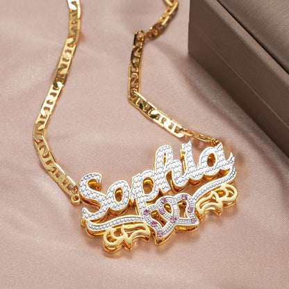 Double Plated Name Necklace: Custom Birthstone, Non Tarnish Jewelry