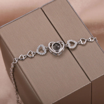 Custom Photo Projection Bracelet: 925 Sterling Silver, Memorial Jewelry