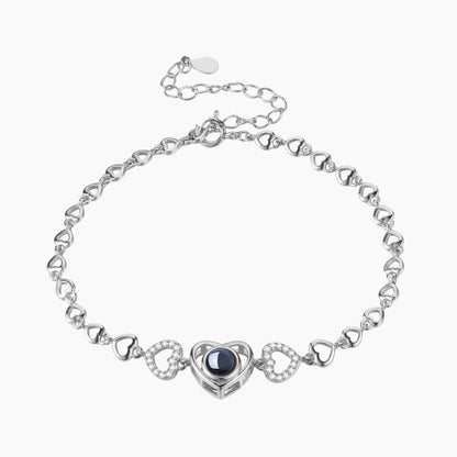 Custom Photo Projection Bracelet: 925 Sterling Silver, Memorial Jewelry