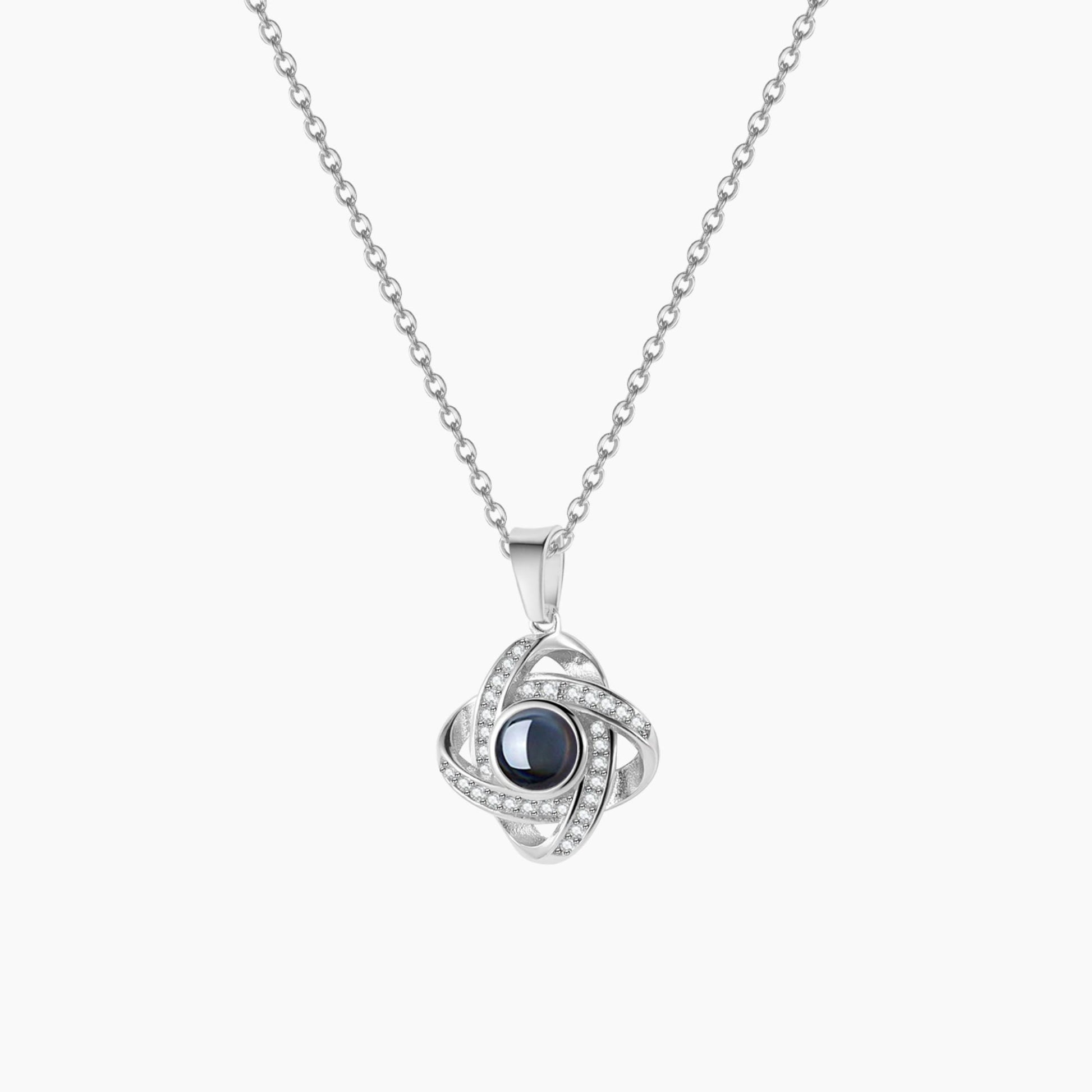 Personalized Photo Projection Necklace: Sterling Silver Cubic Zirconia Locket