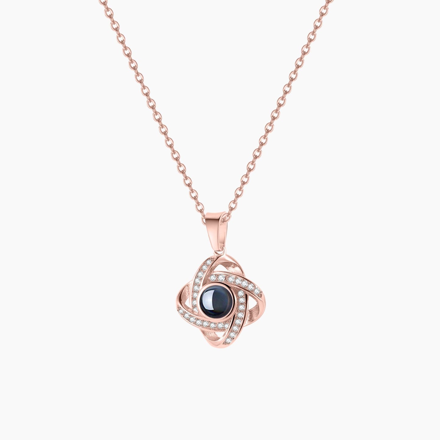 Personalized Photo Projection Necklace: Stainless Steel Cubic Zirconia Locket