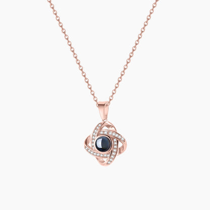Personalized Photo Projection Necklace: Stainless Steel Cubic Zirconia Locket