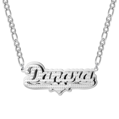 Custom Double Plated Name Necklace: Stainless Steel Figaro Chain