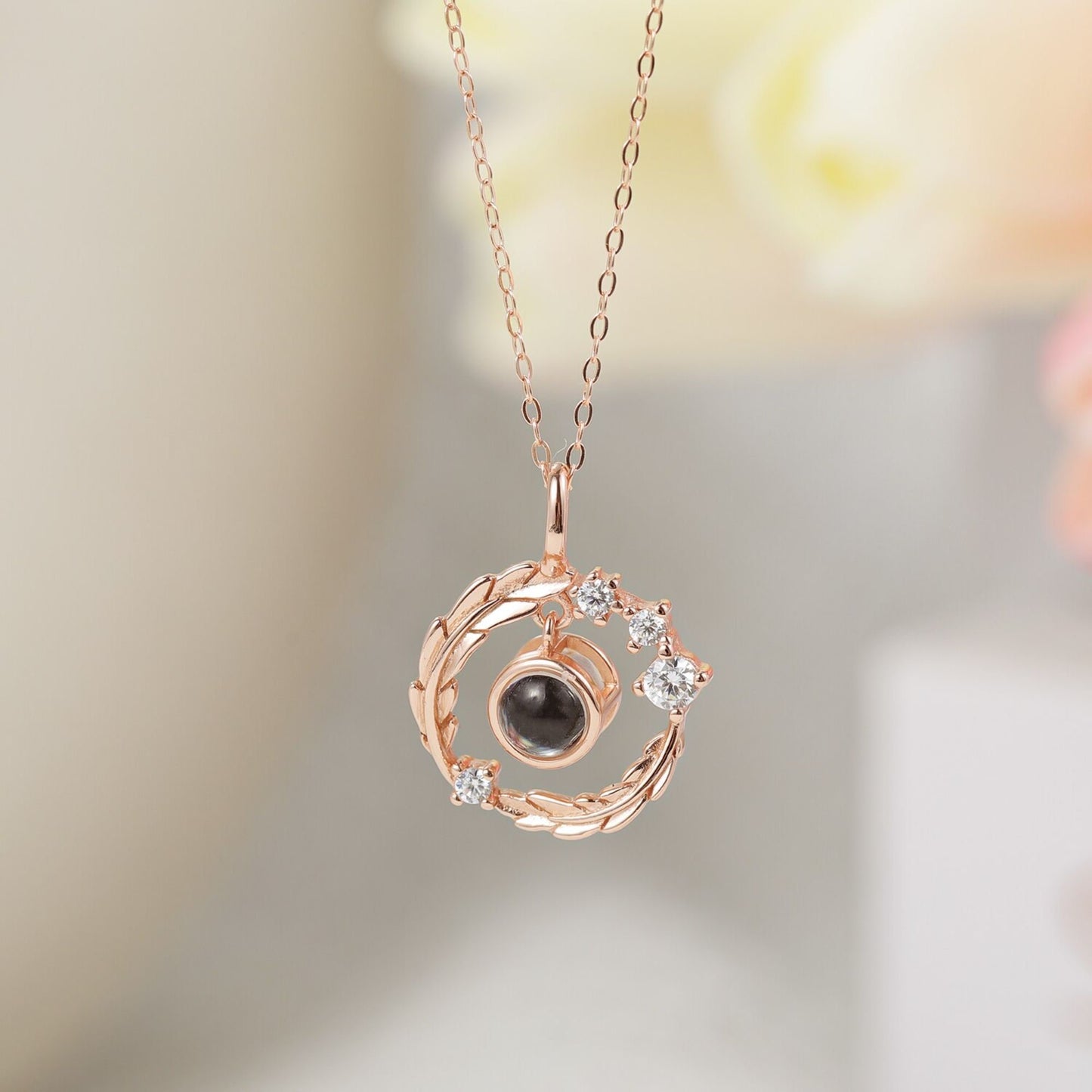 Custom Photo Projection Necklace: Memorial Locket, Stainless Steel or 925 Sterling Silver