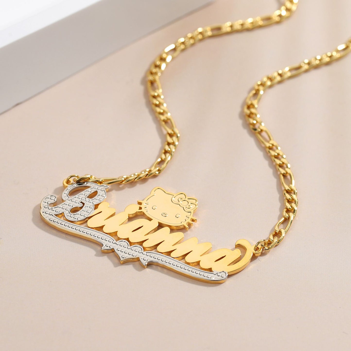 Hello Kitty Nameplate Necklace: Personalized Name Necklace, Custom Stainless Steel Jewelry