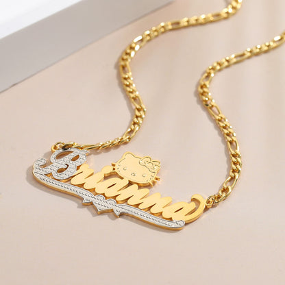 Hello Kitty Nameplate Necklace: Personalized Name Necklace, Custom Stainless Steel Jewelry