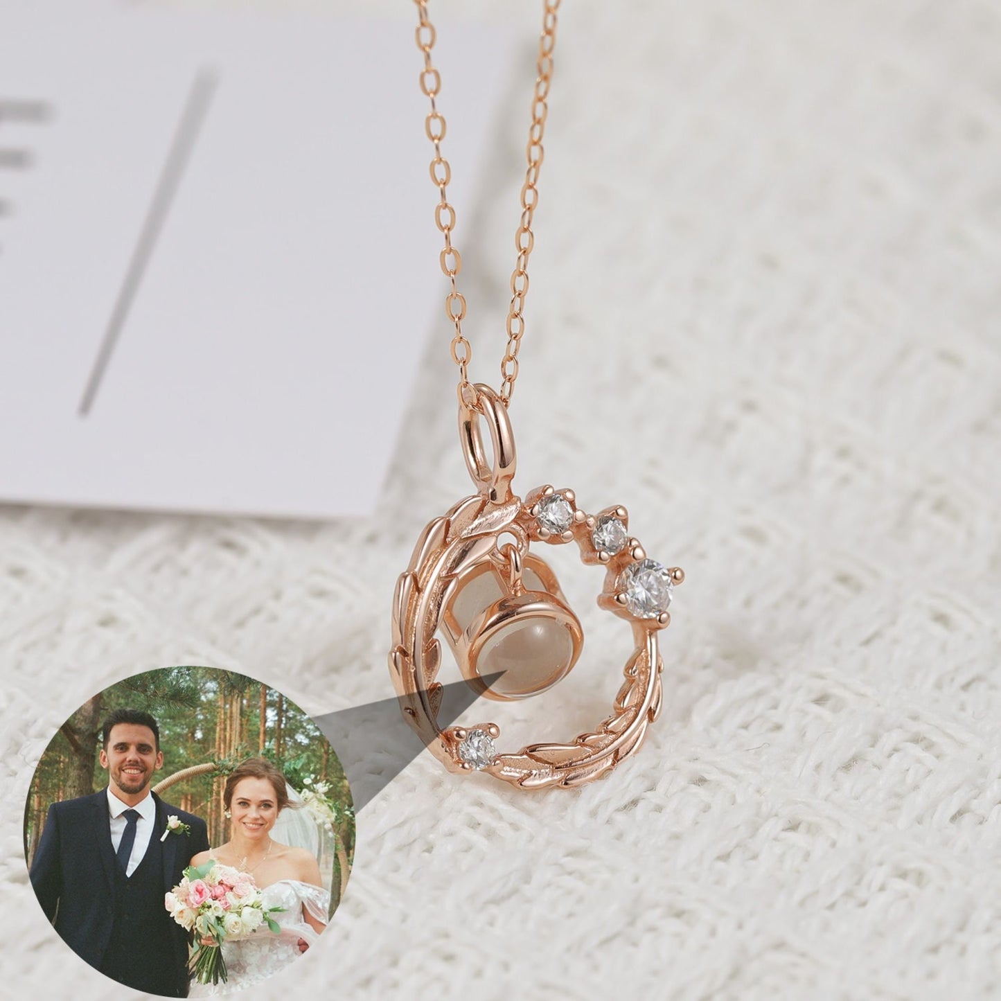 Custom Photo Projection Necklace: Memorial Locket, Stainless Steel or 925 Sterling Silver