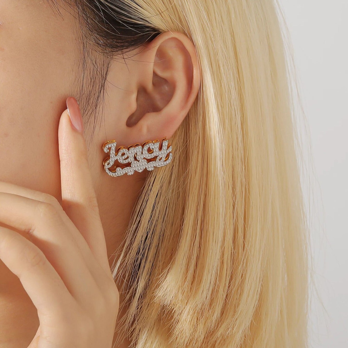 Personalized Name Stud Earrings: Double Plated Waterproof Jewelry