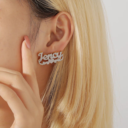 Personalized Name Stud Earrings: Double Plated Waterproof Jewelry