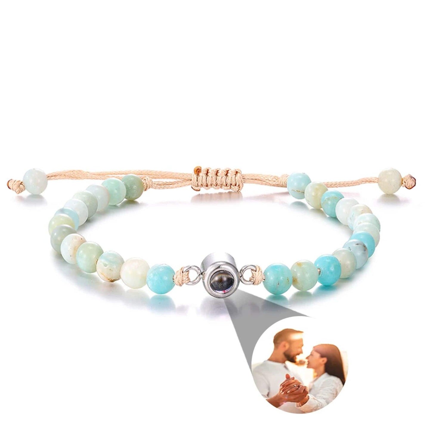 Photo Projection Natural Stone Bracelet: Personalized Memorial Jewelry
