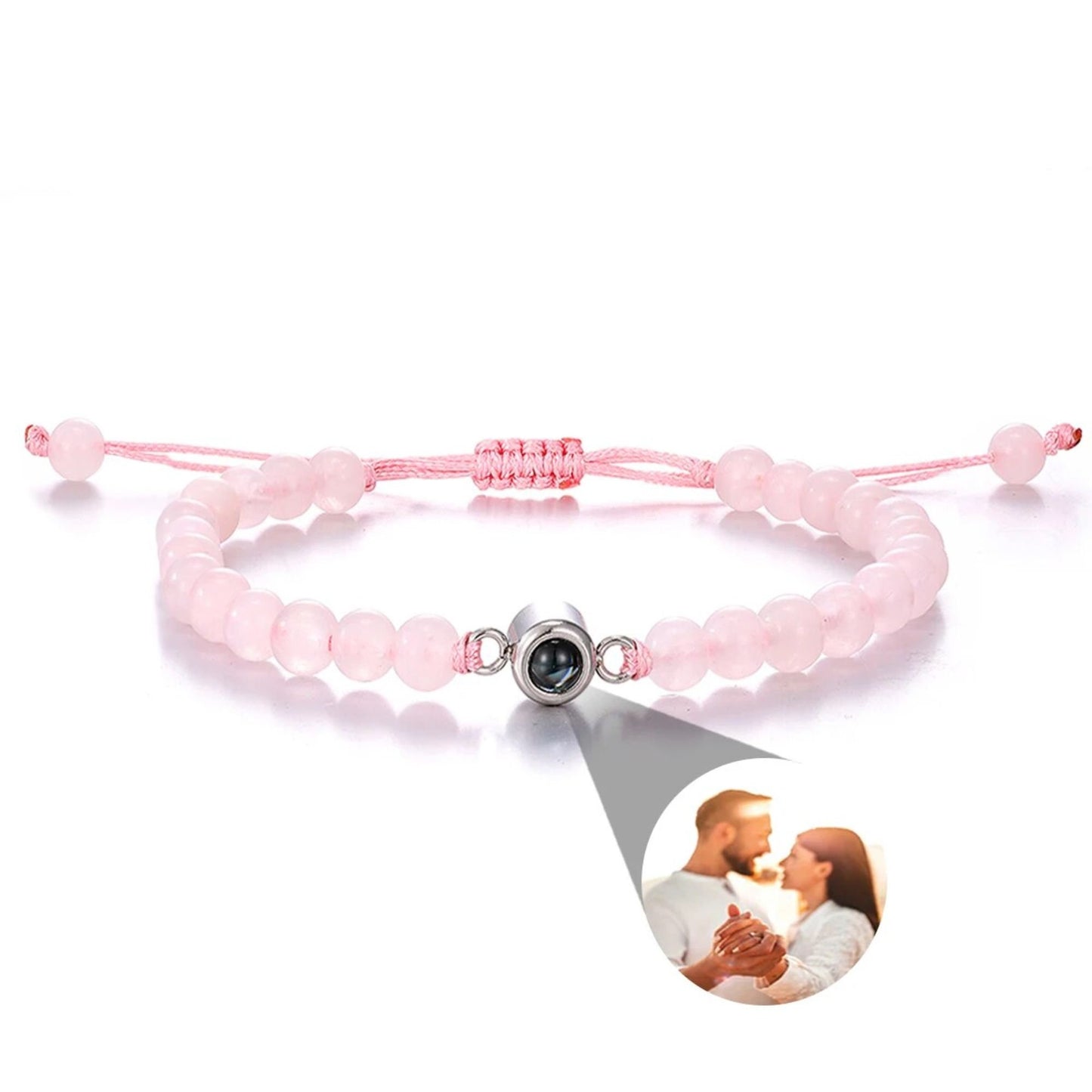 Photo Projection Bracelet: Natural Stones, Adjustable Bracelet, Personalized Keepsake