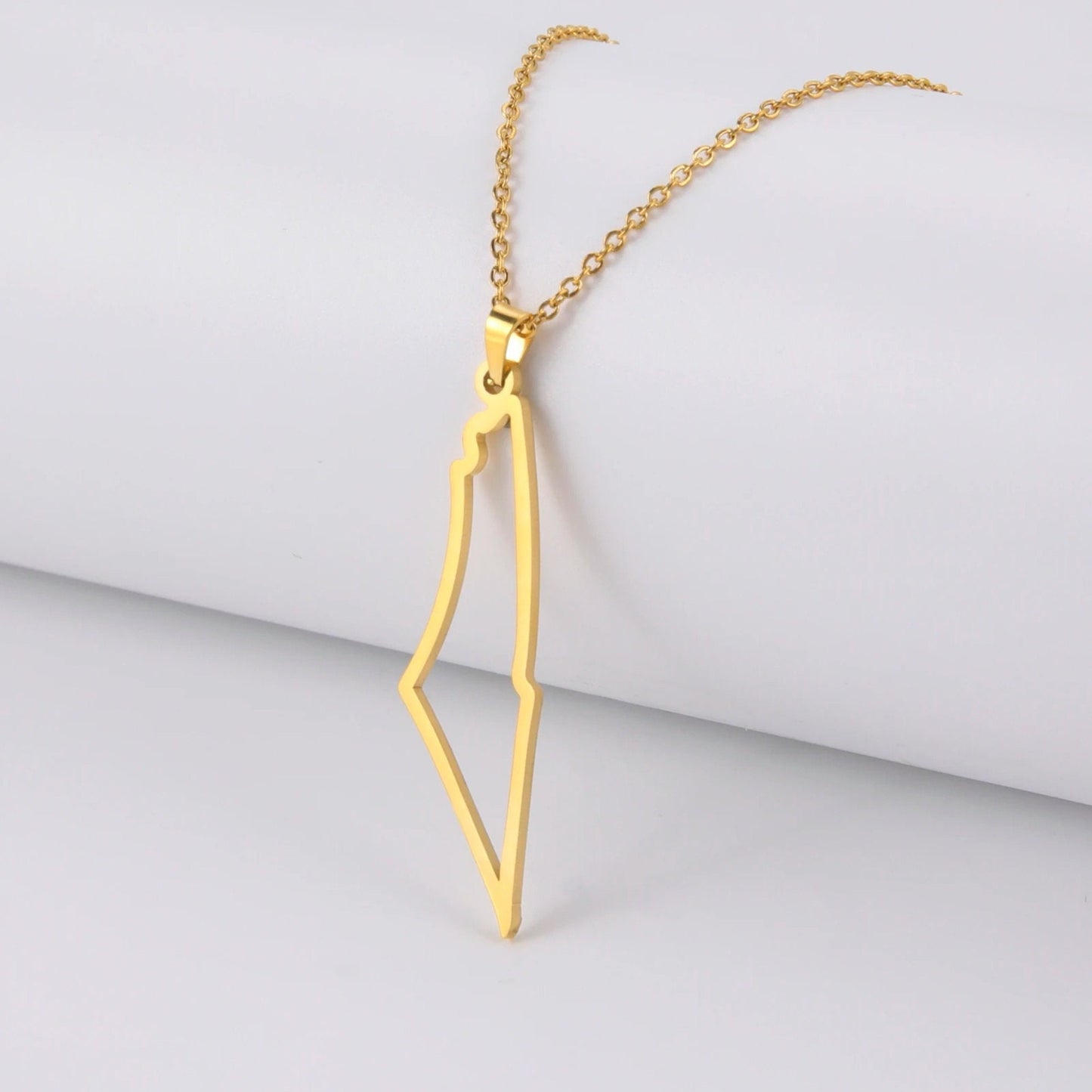 Palestinian Map Necklace: Stainless Steel, Heritage Jewelry