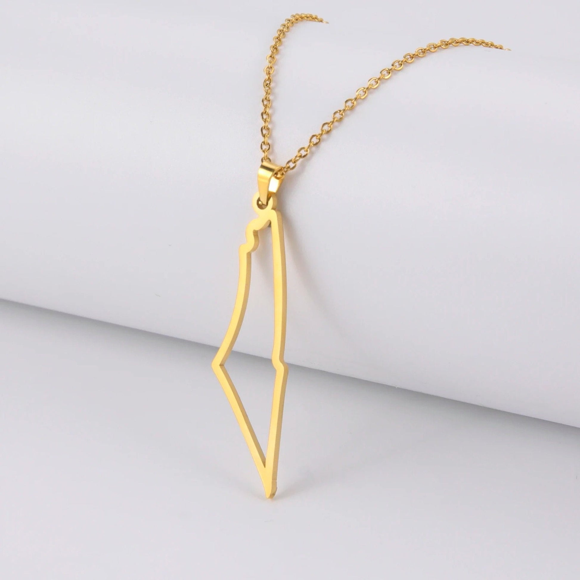Palestinian Map Necklace: Stainless Steel, Heritage Jewelry