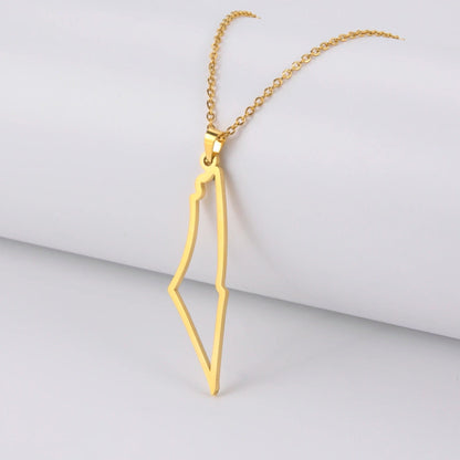 Hollow Palestine Map Necklace: Waterproof Stainless Steel Jewelry for Women and Men