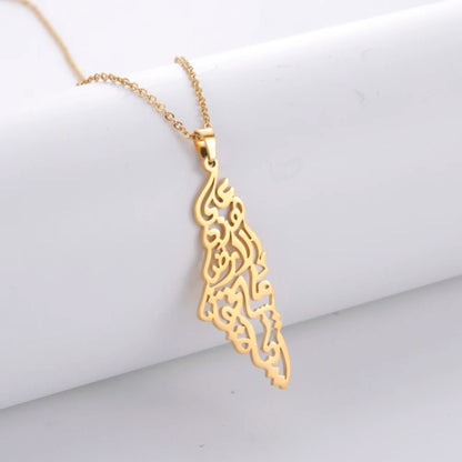 Palestine Map Necklace: For Men and Women, Stainless Steel Non Tarnish Necklace
