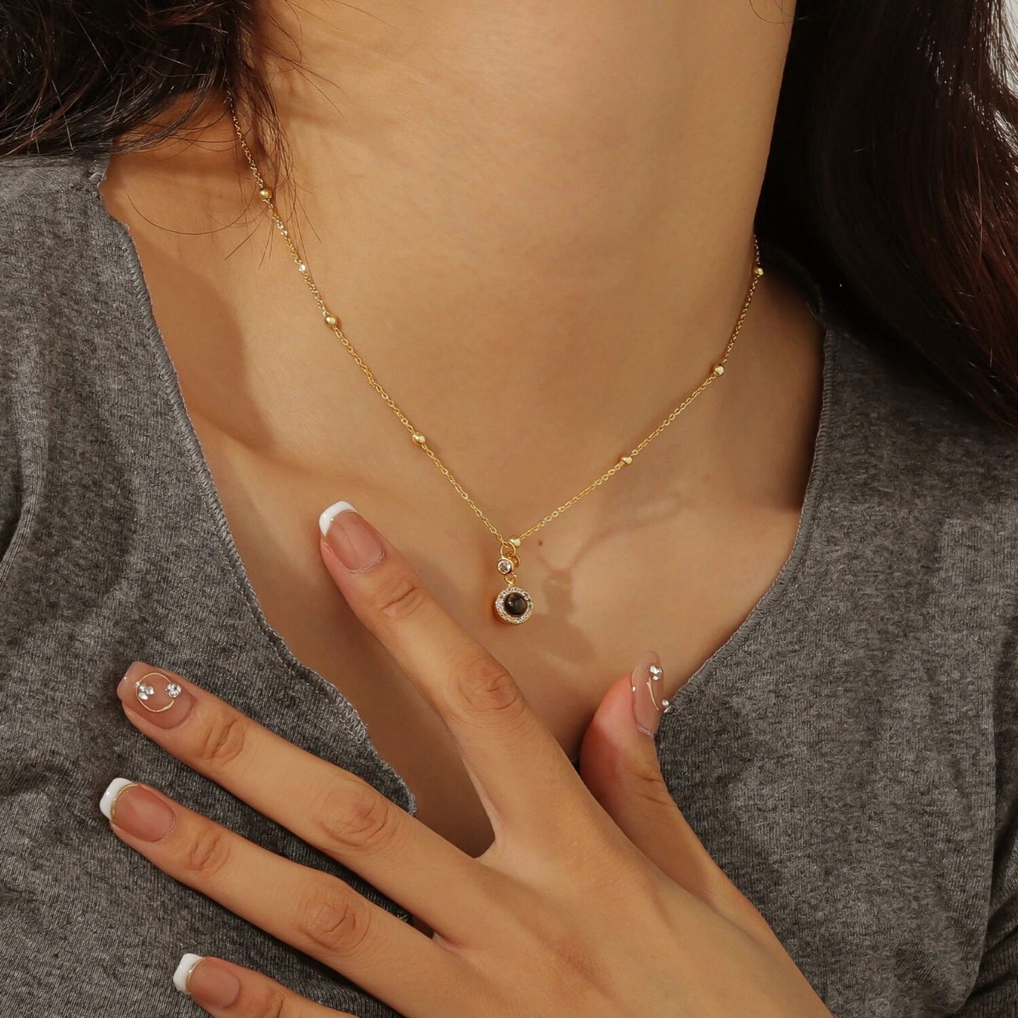 Custom Photo Projection Necklace: Stainless Steel Memorial Jewelry