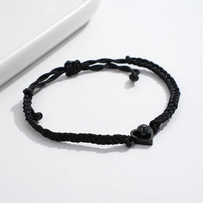 Photo Projection Bracelet: Heart Picture Pendant, Braided Rope bracelet