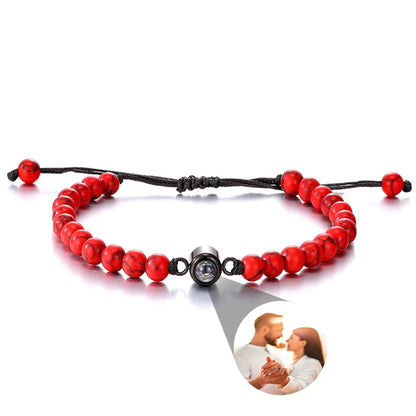 Photo Projection Bracelet: Natural Stones, Adjustable Bracelet, Personalized Keepsake