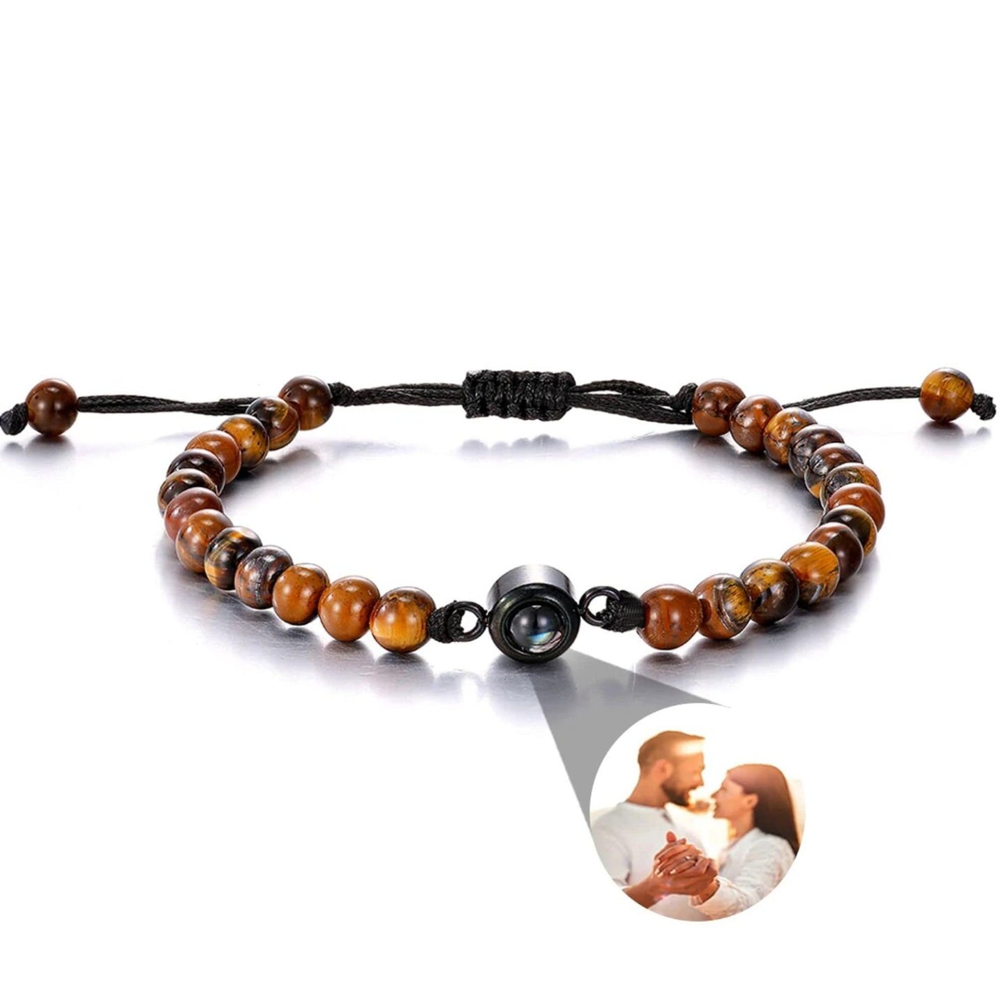Photo Projection Natural Stone Bracelet: Personalized Memorial Jewelry