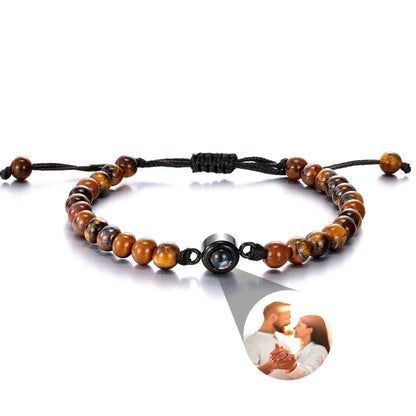 Photo Projection Bracelet: Natural Stones, Adjustable Bracelet, Personalized Keepsake