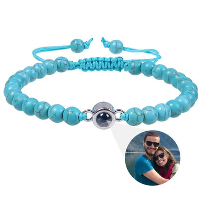 Photo Projection Natural Stone Bracelet: Personalized Memorial Jewelry