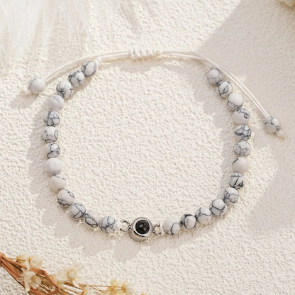 Photo Projection Natural Stone Bracelet: Personalized Memorial Jewelry