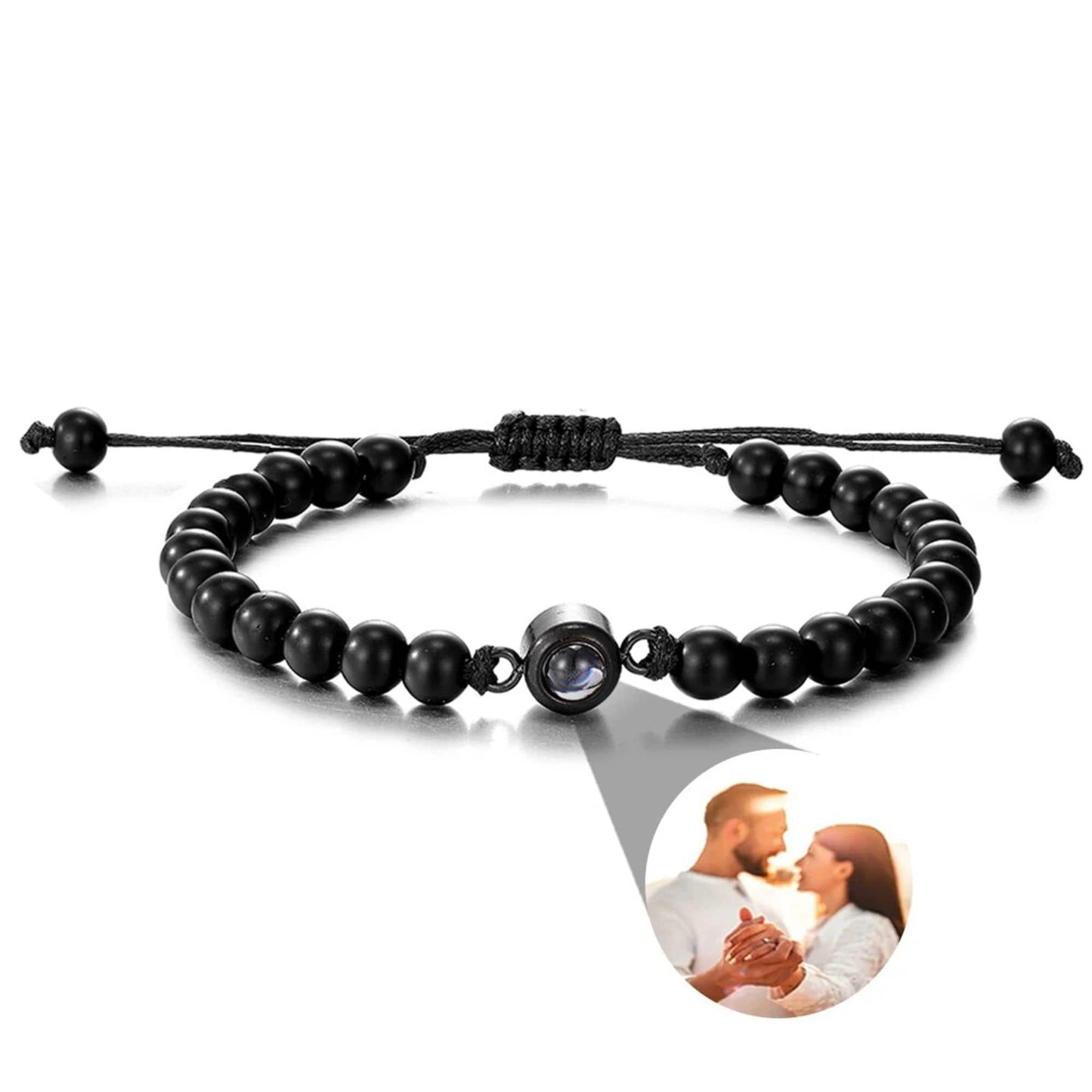 Photo Projection Bracelet: Natural Stones, Adjustable Bracelet, Personalized Keepsake