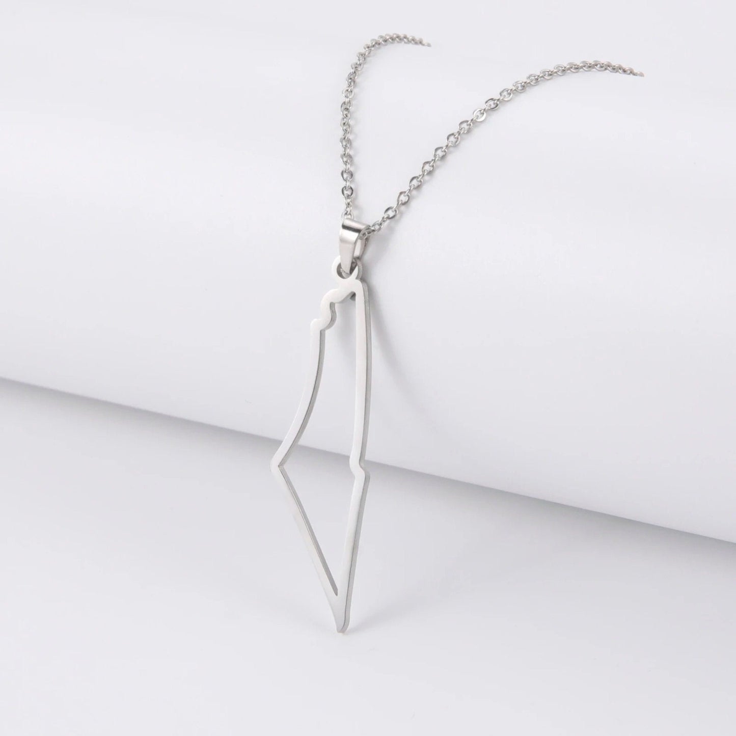 Palestinian Map Necklace: Stainless Steel, Heritage Jewelry