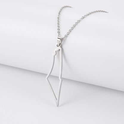 Hollow Palestine Map Necklace: Waterproof Stainless Steel Jewelry for Women and Men