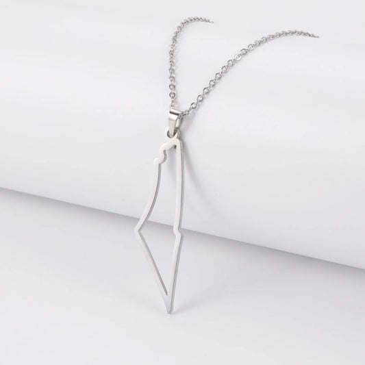 Hollow Palestine Map Necklace: Waterproof Stainless Steel Jewelry for Women and Men