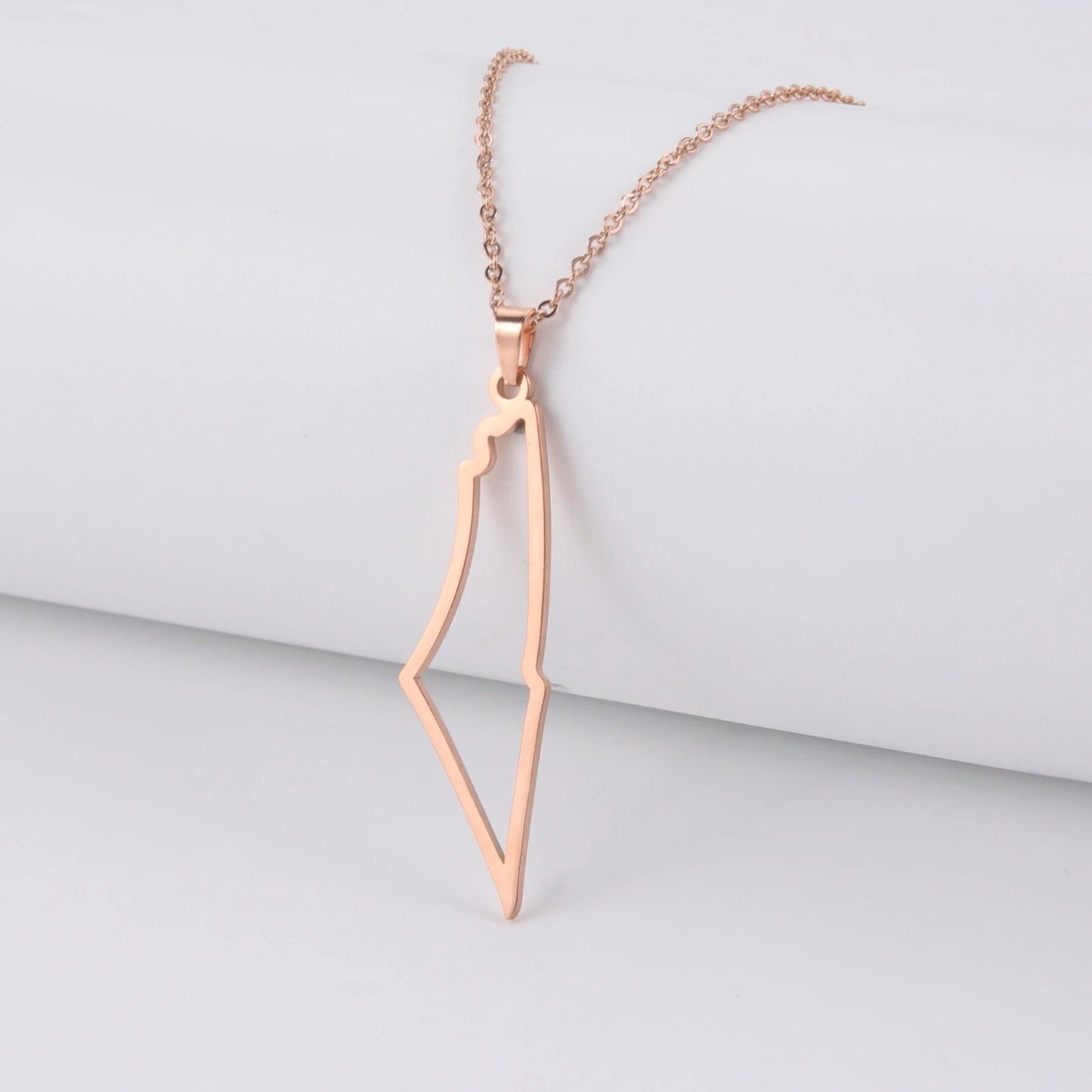 Hollow Palestine Map Necklace: Waterproof Stainless Steel Jewelry for Women and Men