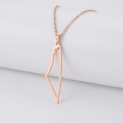 Hollow Palestine Map Necklace: Waterproof Stainless Steel Jewelry for Women and Men