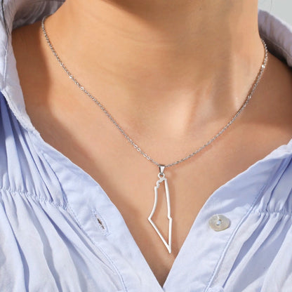 Hollow Palestine Map Necklace: Waterproof Stainless Steel Jewelry for Women and Men