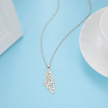 Palestine Map Necklace: For Men and Women, Stainless Steel Non Tarnish Necklace