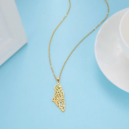 Palestine Map Necklace: For Men and Women, Stainless Steel Non Tarnish Necklace