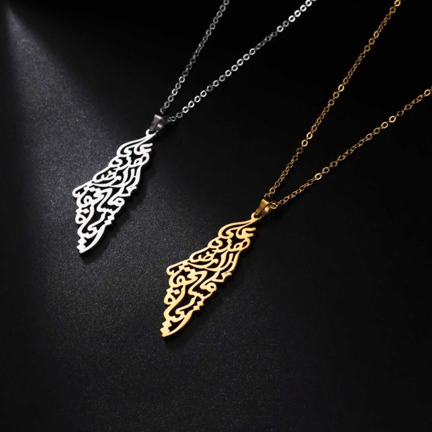 Gold Palestine Map Necklace: For Men and Women, Stainless Steel Non Tarnish Necklace