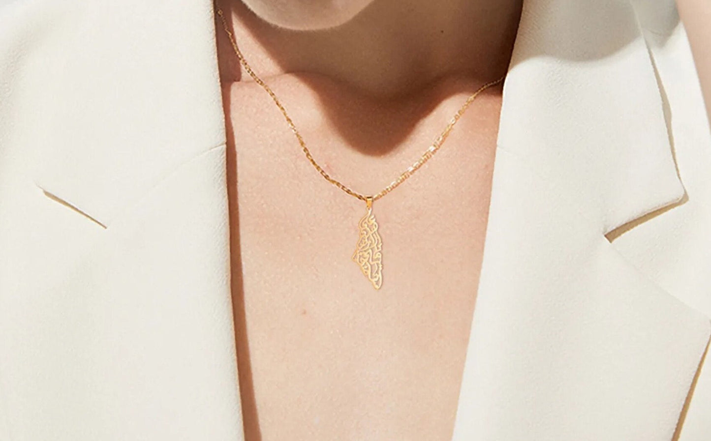 Palestine Map Necklace: For Men and Women, Stainless Steel Non Tarnish Necklace