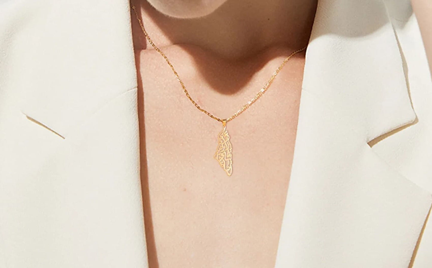 Gold Palestine Map Necklace: For Men and Women, Stainless Steel Non Tarnish Necklace