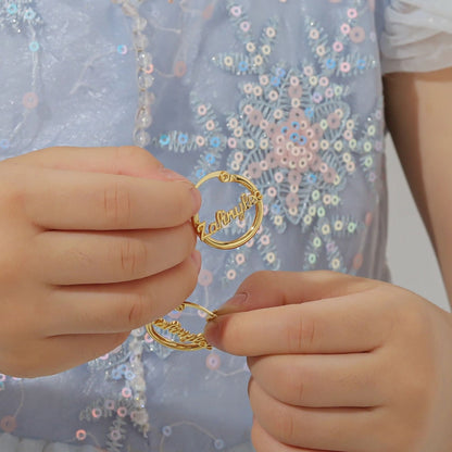 Personalized Jewelry Set for Kids: Personalized Necklace, Bracelet & Hoop Earrings, Waterproof and Hypoallergenic