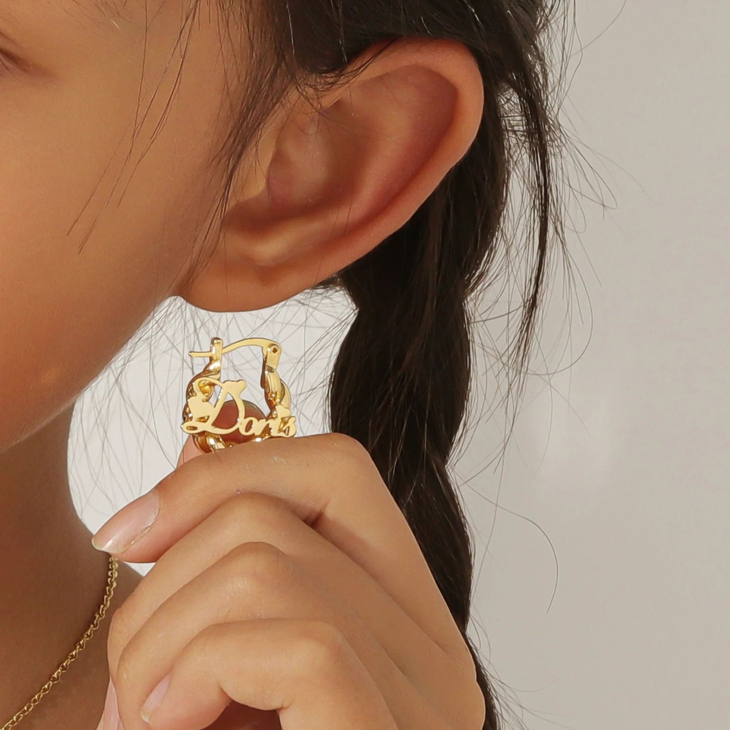 Personalized Kids Jewelry Set: Hypoallergenic Stainless Steel Initial Necklace, Name Bracelet, Twisted Hoop Earrings