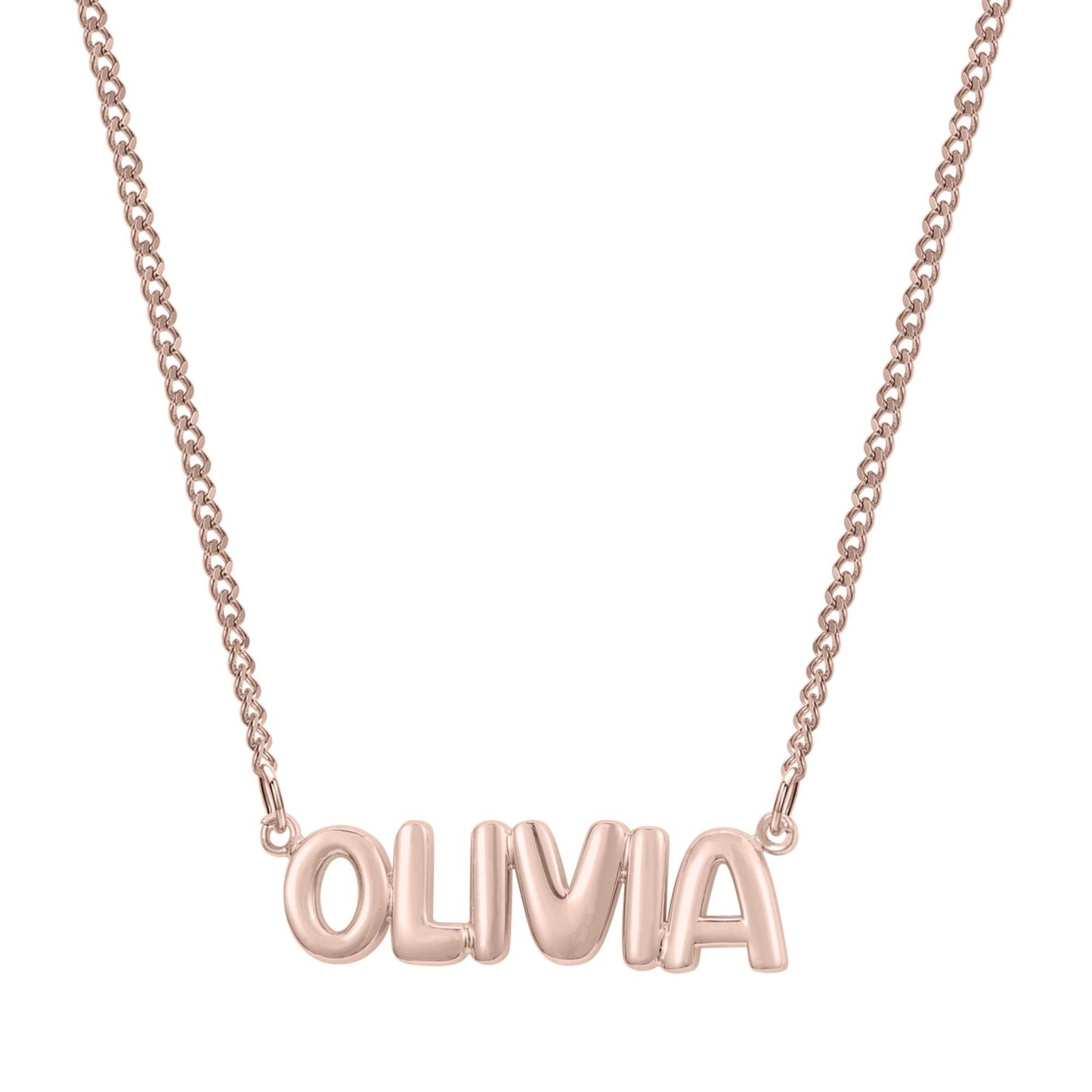 Custom Bubble Name Necklace: Gold Plated Stainless Steel, Waterproof